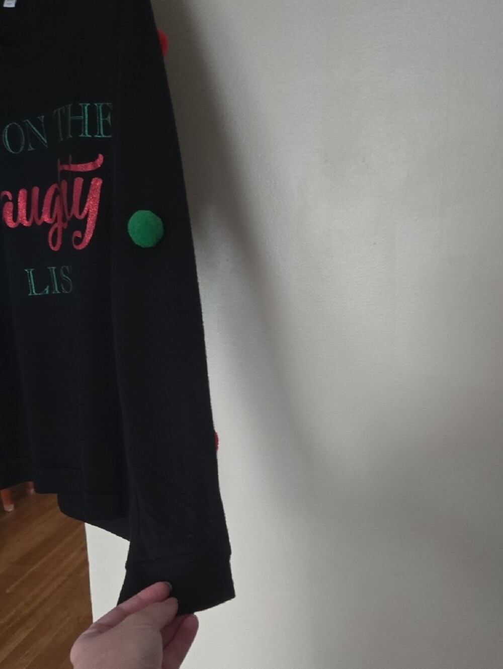 Black "I'm On The Naughty List" Holiday Sweatshirt - Picture 3 of 5
